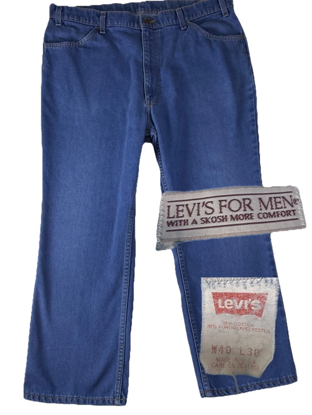 Levi’s Men’s Skosh More Comfort Orange Tab Jeans Pants Tag 40x30 USA Red Batwing